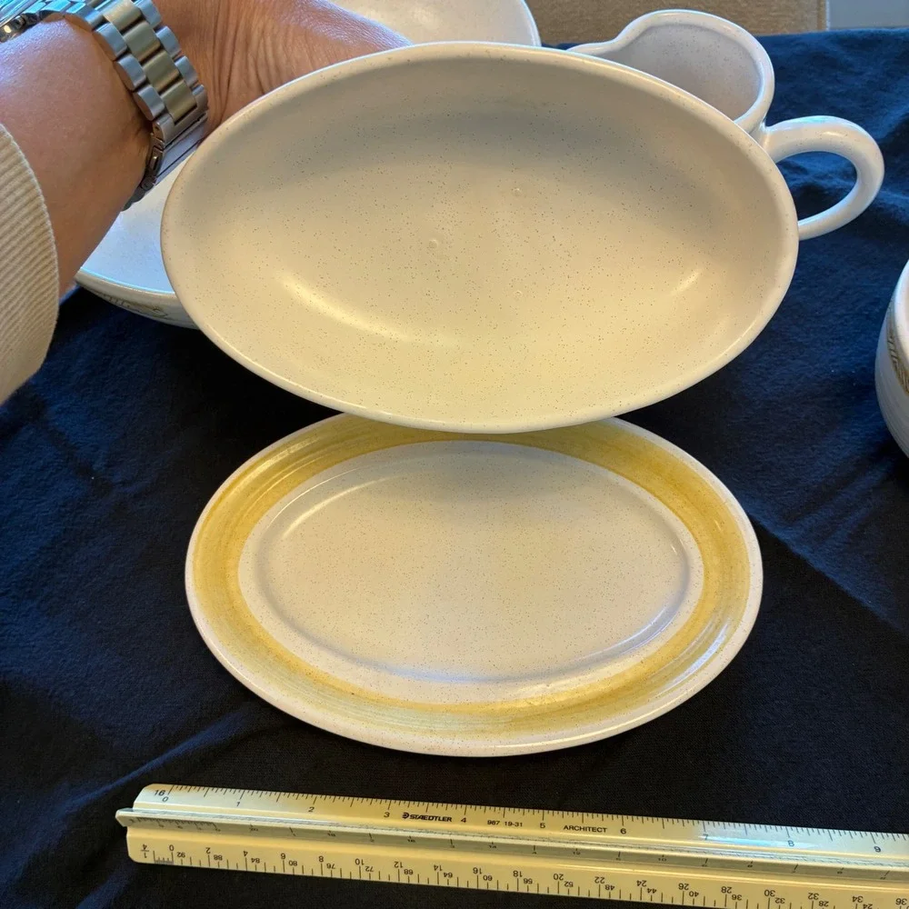 Vintage Franciscan Hacienda Ware Serve Set Gold Yellow Bowl Pitcher Butter 5‎ pc
